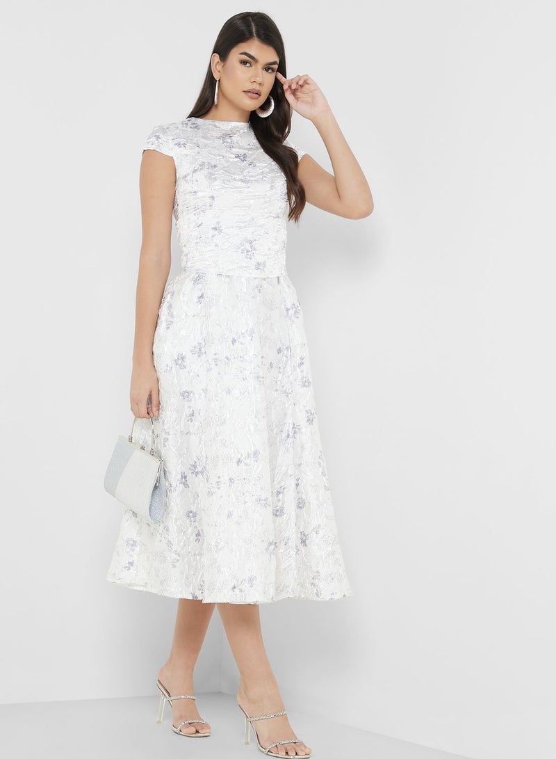 ELLA Floral Lace Midi Dress - Image 1