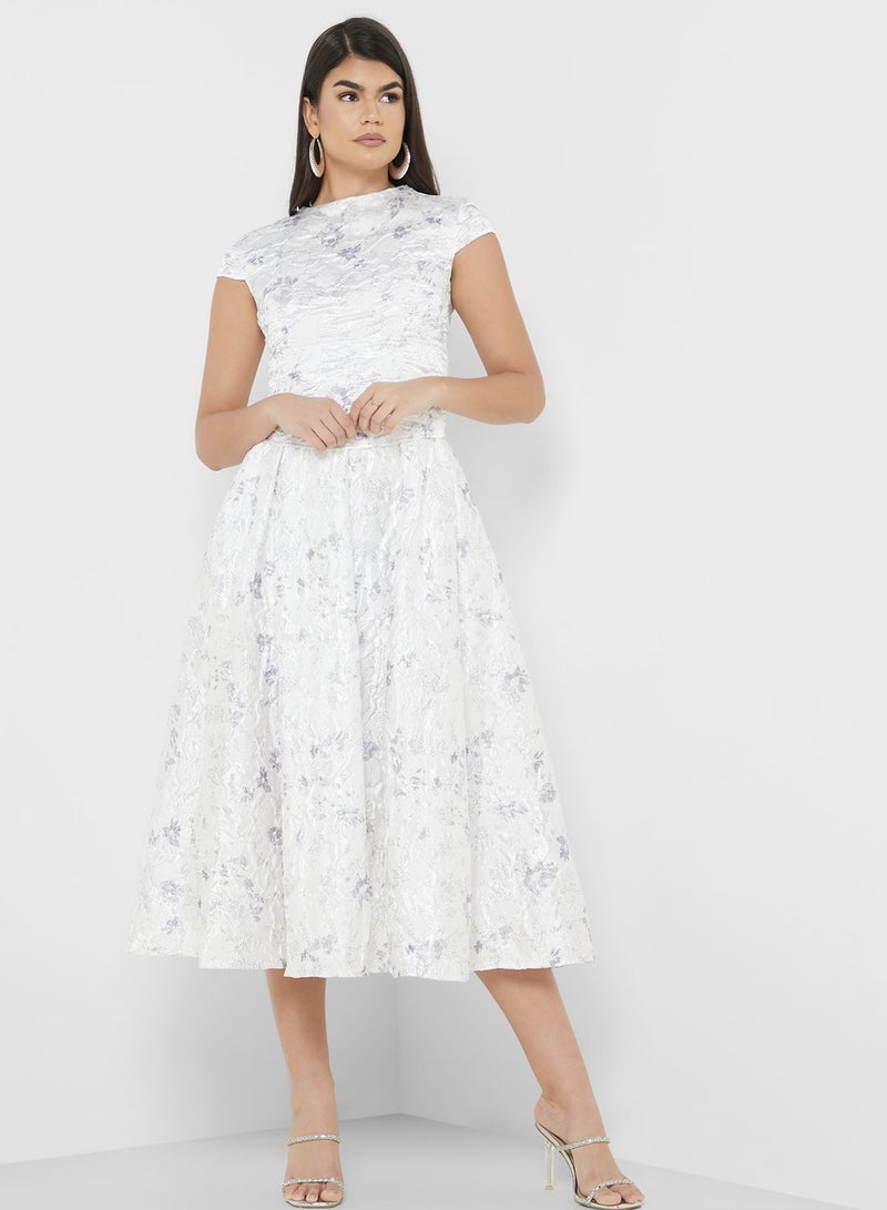 ELLA Floral Lace Midi Dress - Image 4