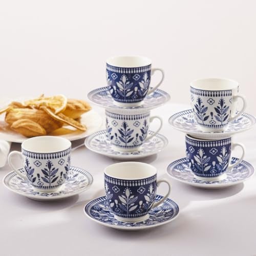 KARACA Peyker Turkish Coffee Cup Set for 6 People 12 Piece Cups with Saucers Small Bone China Espresso Set Ideal for Serving Greek Arabic Coffee 28 fl oz - Image 3