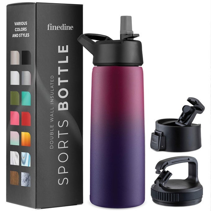WATER BOTTLE STAINLESS STEEL INSULATED WATER BOTTLE WITH STRAW LID FLIP LID WIDEMOUTH CAP KEEPS HOT AND COLD 25 OZ 739ML DREAMY PURPLE