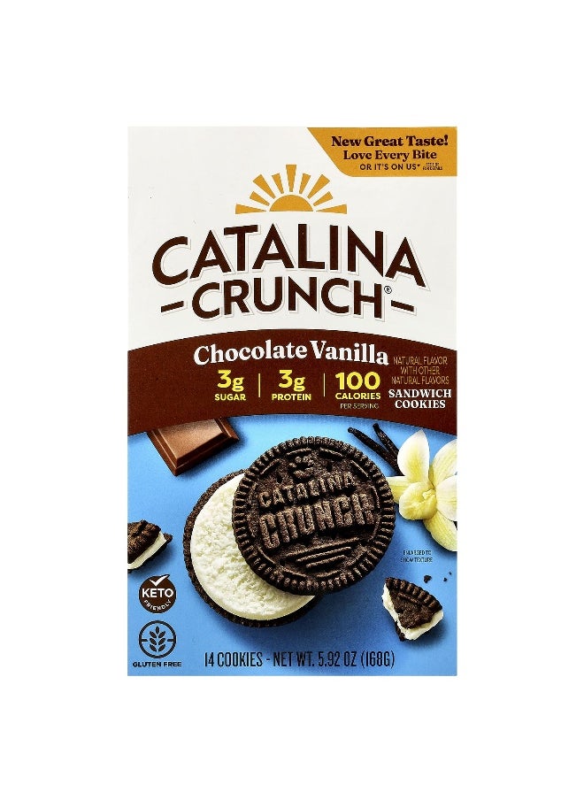 CATALINA CRUNCH Catalina Crunch, Sandwich Cookies, Chocolate Vanilla, 14 Cookies, 5.92 oz (168 g)  - Image 1