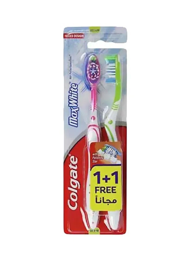 Colgate فرشاة أسنان ماكس وايت، متوسطة، 2 قطعة