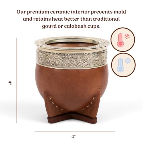 Materos Premium Yerba Mate Cup – Elegant, Functional & Durable Ceramic Imperial Design, Eco-Friendly Stylish Cup for Smooth Drinking Experience – Ceramic Imperial / 11 oz - Image 4