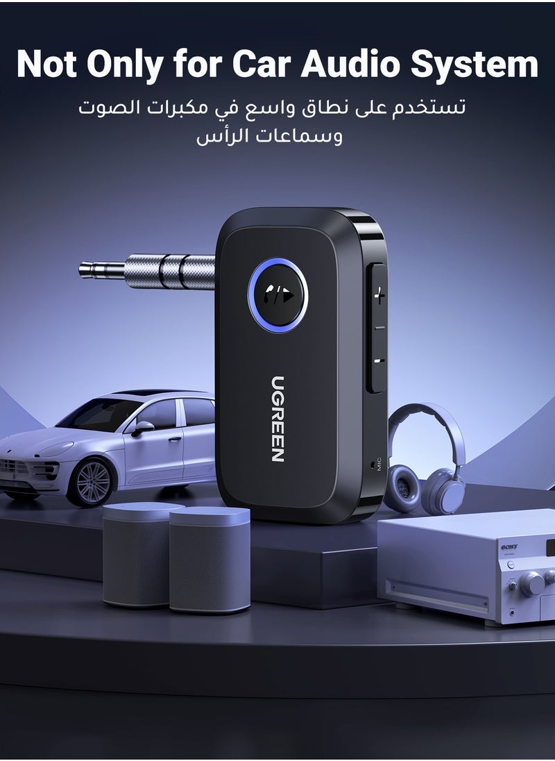 Aux Bluetooth Car Adapter 3.5mm,Portable Bluetooth 5.3 Receiver for Car,Bluetooth 3.5mm Jack Kit with Built-in Microphone for Car Stereo/Speaker/Home Stereo/Wired Headphones,15H Battery Life