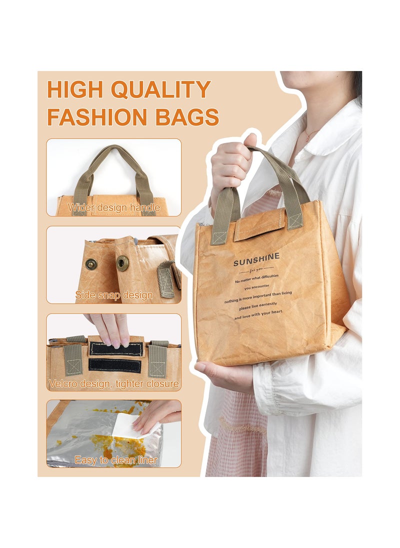 Generic Insulated Lunch Bag, Women Reusable Lunch Bag, Lightweight Tyvek Insulated Lunch box Lunch Tote for Office Work Picnic Travel, Lightweight and Water-Resistant, Easy to Clean Beige Lunch Bag  - Image 2