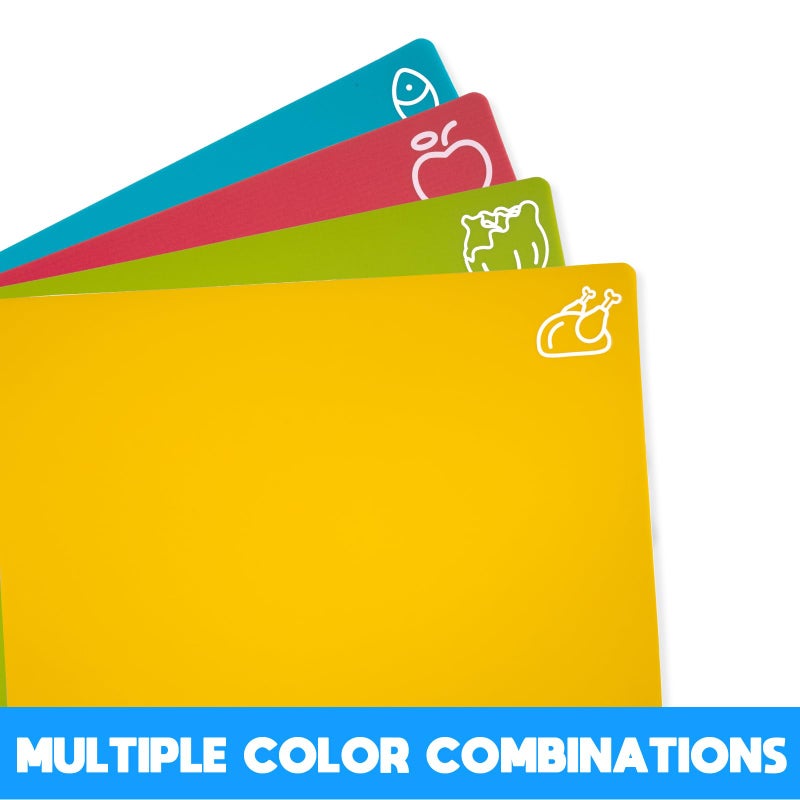 Goodluck 4 Pieces Flexible Cutting Boards, BPA Free Plastic Cutting Boards for Kitchen, Non Slip Cutting Mat for Meat and Vegetables - Image 3