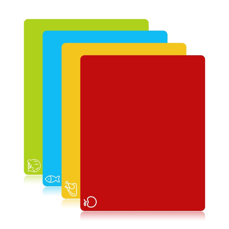 Goodluck 4 Pieces Flexible Cutting Boards, BPA Free Plastic Cutting Boards for Kitchen, Non Slip Cutting Mat for Meat and Vegetables - Image 1