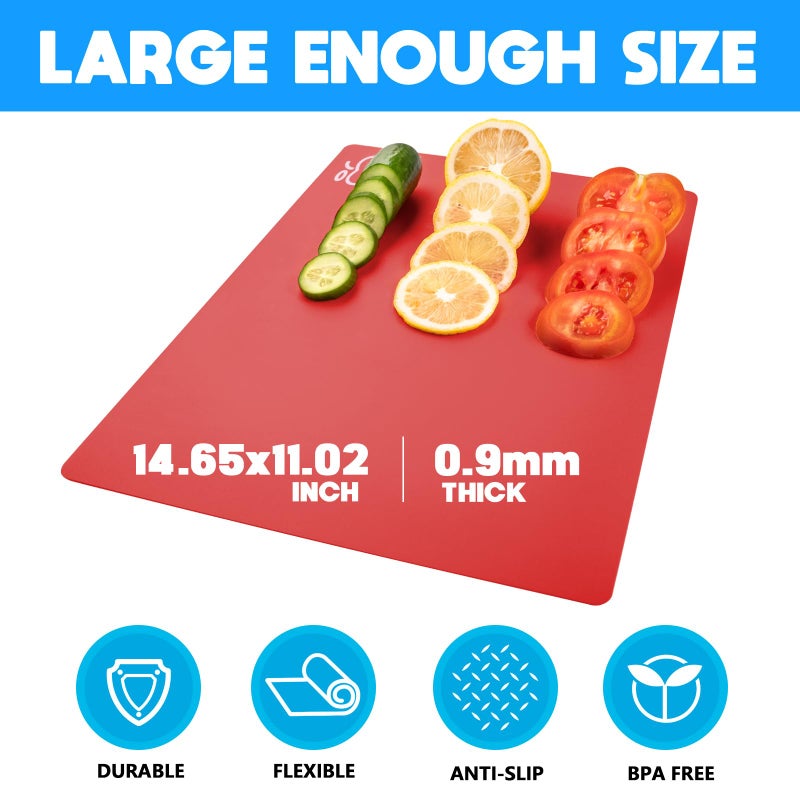 Goodluck 4 Pieces Flexible Cutting Boards, BPA Free Plastic Cutting Boards for Kitchen, Non Slip Cutting Mat for Meat and Vegetables - Image 2