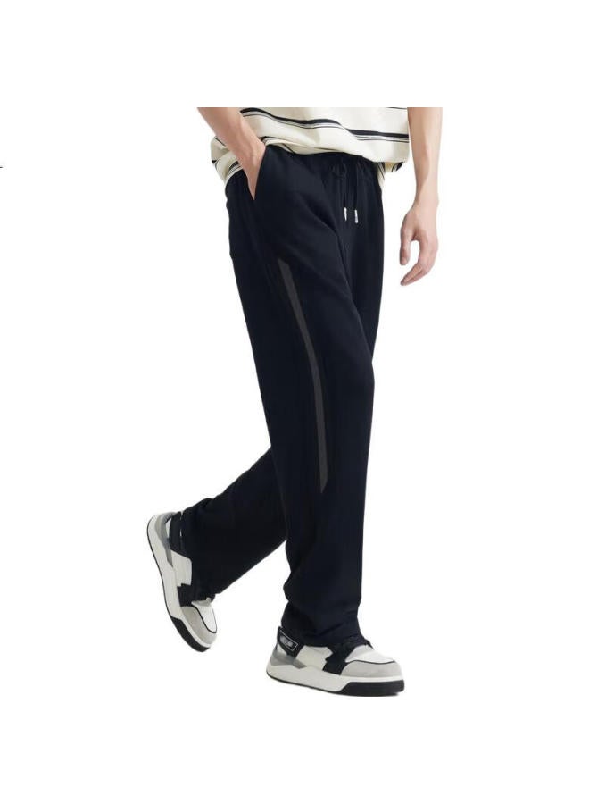 Cabbeen Men'S Loose Fit Color Block Sports Straight Leg Casual Pants With Waffle Fabric, Black 61 - Image 3