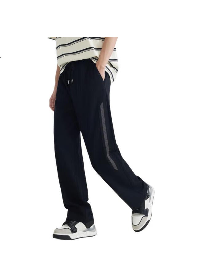 Cabbeen Men'S Loose Fit Color Block Sports Straight Leg Casual Pants With Waffle Fabric, Black 61 - Image 2