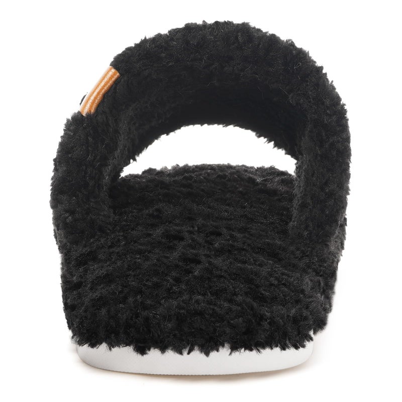 Dokela Fuzzy Open Toe Slippers for Men Soft Memory Foam Indoor House Shoes Slip On Cozy Bedroom Slippers Lightweight Non-Slip Home Slides,Black,US 10-11 / EU 44-45 - Image 3