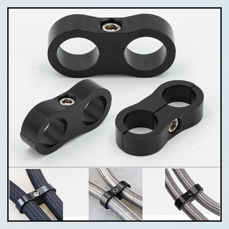 YSIL 8AN Hose Separator Clamp Fuel Line Mounting Clamp Aluminum Black 6PCS - Image 4