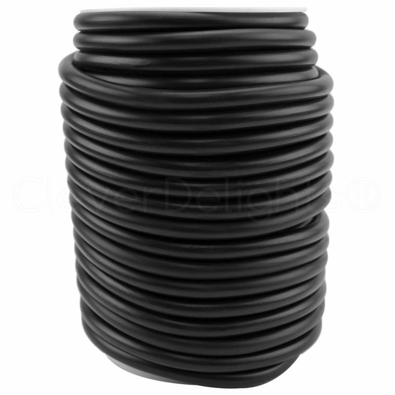CleverDelights Black Solid Rubber Cord 30 Feet 8mm 516 Round Crafts Beading Jewelry Necklaces