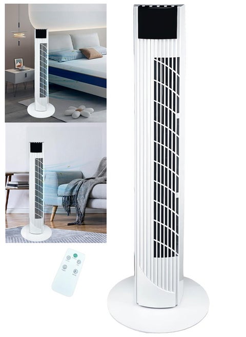 Tower Fan with Remote Control 36'' cooling Fan with 3 Speeds 3 Modes 1-12 Hour Digital Timer LED Light Indicator 90° Oscillating Fans Powerful Energy-Efficient Electric Smart Fan (White)