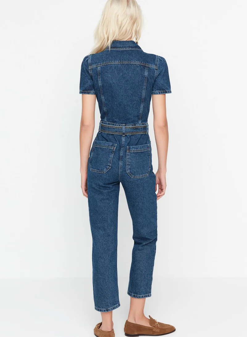 trendyol Button Down Denim Jumpsuit