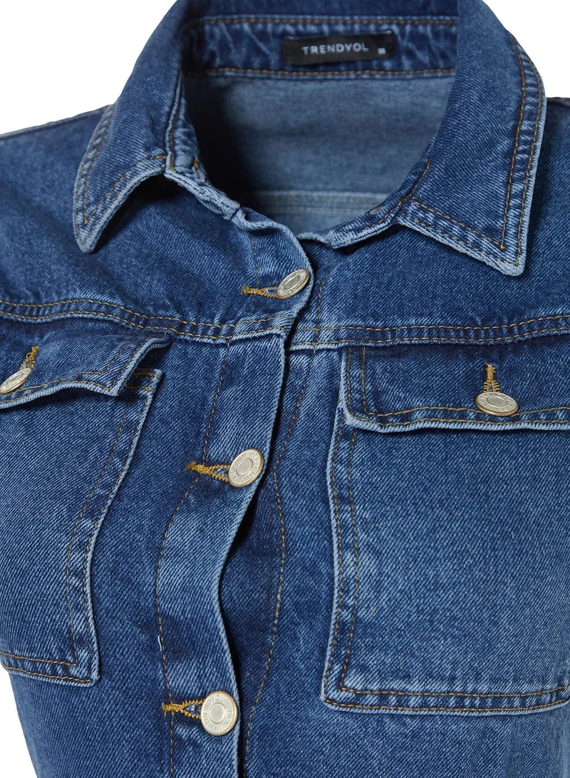 trendyol Button Down Denim Jumpsuit