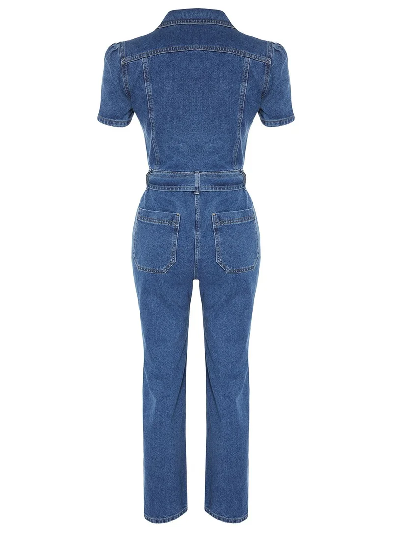trendyol Button Down Denim Jumpsuit