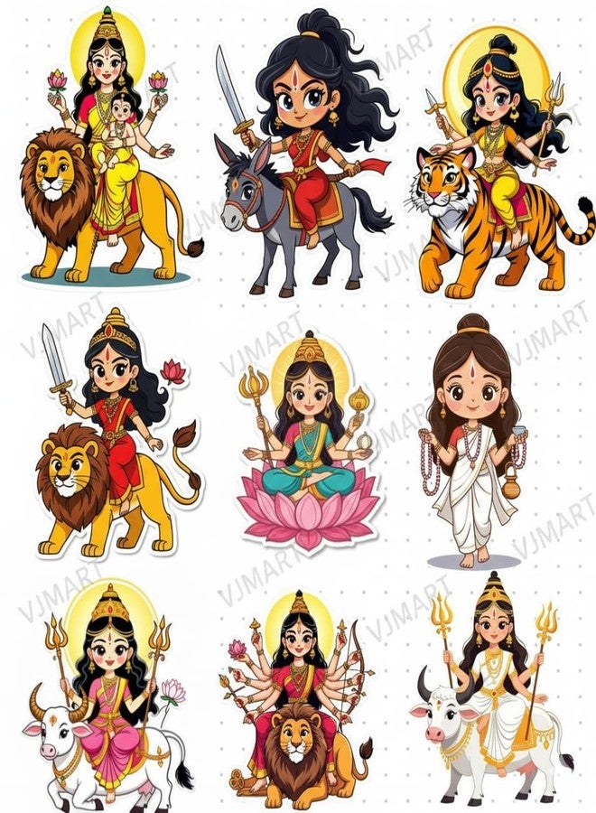 VJ Mart 30Pcs Navratri Durga Maa Stickers – Waterproof & Tear-Proof Vinyl, Self-Adhesive Devotional Decals for Laptops, Journals, Scrapbooks, Water Bottles, Mobiles & More - Image 2