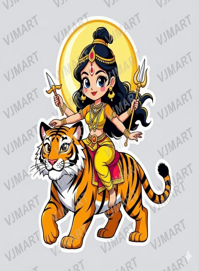 VJ Mart 30Pcs Navratri Durga Maa Stickers – Waterproof & Tear-Proof Vinyl, Self-Adhesive Devotional Decals for Laptops, Journals, Scrapbooks, Water Bottles, Mobiles & More - Image 5