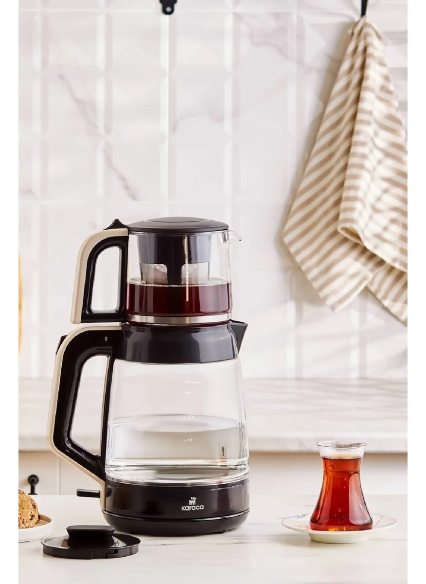 كاراجا Glass Tea Xl 2 In 1 Glass Kettle & Tea Maker Cream