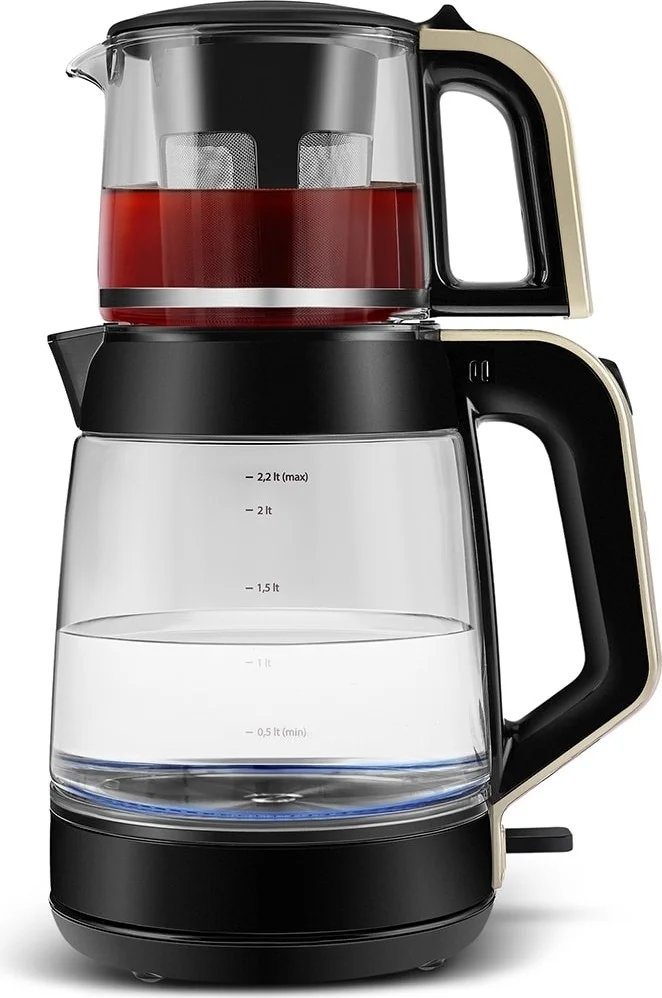 كاراجا Glass Tea Xl 2 In 1 Glass Kettle & Tea Maker Cream
