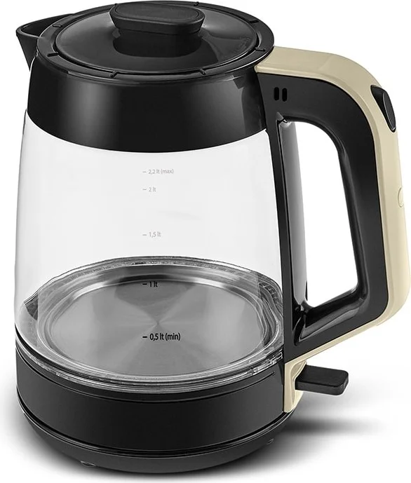 كاراجا Glass Tea Xl 2 In 1 Glass Kettle & Tea Maker Cream