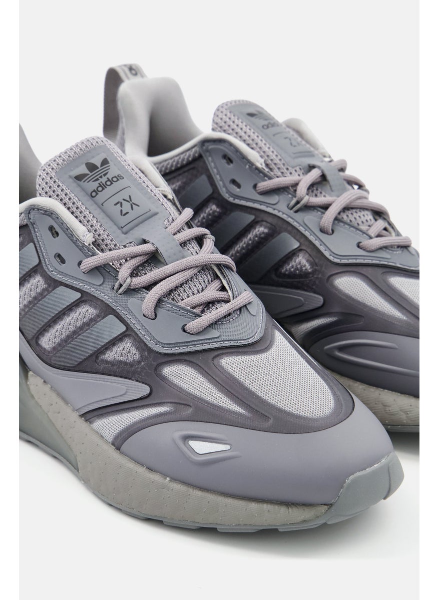 adidas Originals Kids Boy ZX 2K Boost Lace Up Sports Shoes, Grey  - Image 3