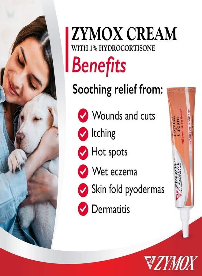 Zymox Veterinarian Strength Topical Cream with 1% Hydrocortisone for Dogs and Cats, 1oz - Image 2