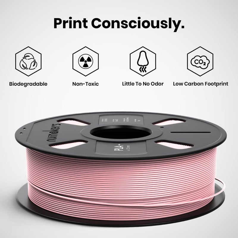 NUMAKERS خيوط طباعة ثلاثية الأبعاد PLA+، 1.75 مم، دقة أبعاد +/- 0.03 مم، بكرة 1 كجم (2.2 رطل)، متوافقة مع معظم طابعات FDM (وردي)  - Image 5