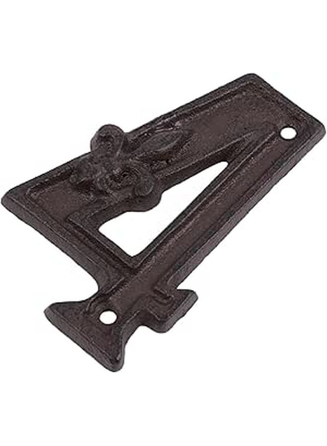 Vintage Cast Iron Door Number 4 Rust Resistant Metal Address Sign For Home Outdoor - Image 1