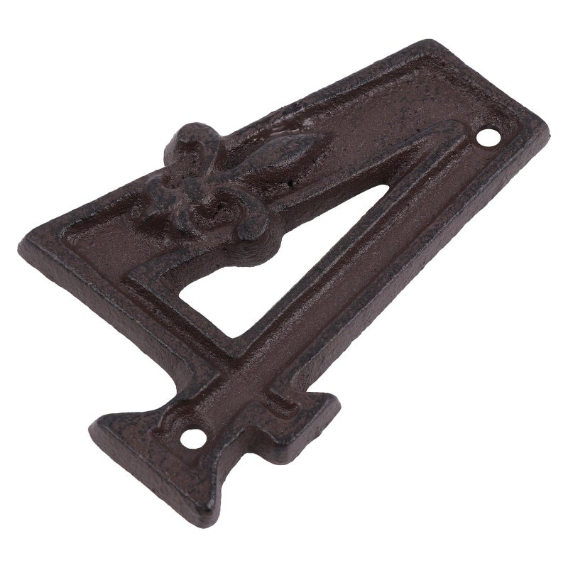 Vintage Cast Iron Door Number 4 Rust Resistant Metal Address Sign For Home Outdoor - Image 2