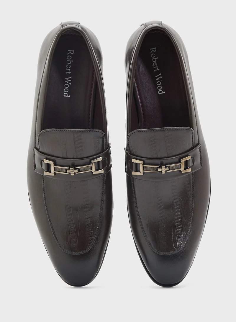 Robert Wood Textured Apron Trim Detail Formal Slip Ons