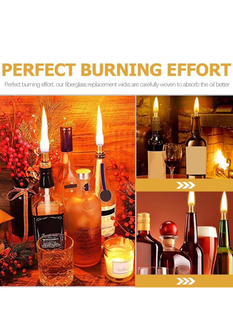 Zikra 6 Pieces Bottle Lamp Wick Kerosene Wick for Ceramic Holders Torch Bottle Oil Candle Lamp Replacement Wick Fiberglass Wicks with Brass Holders (13.8 Inch Bottle not Included) - Image 2