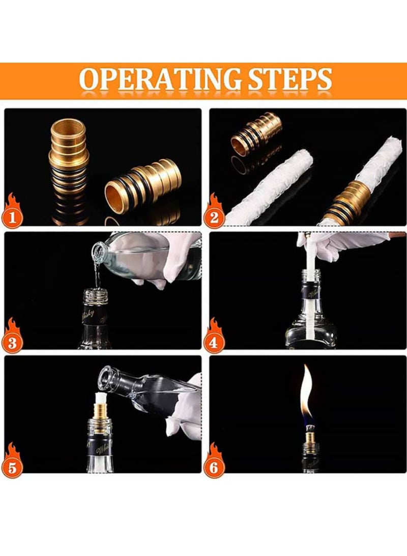 Zikra 6 Pieces Bottle Lamp Wick Kerosene Wick for Ceramic Holders Torch Bottle Oil Candle Lamp Replacement Wick Fiberglass Wicks with Brass Holders (13.8 Inch Bottle not Included) - Image 4