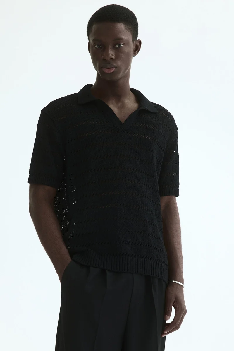 Relaxed Fit Hole-knit polo shirt