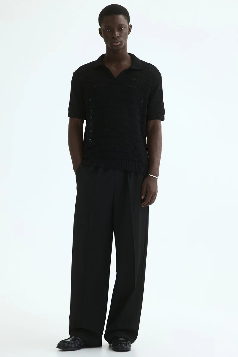 H&M  Relaxed Fit Hole-knit polo shirt for Men | Best Price UAE
