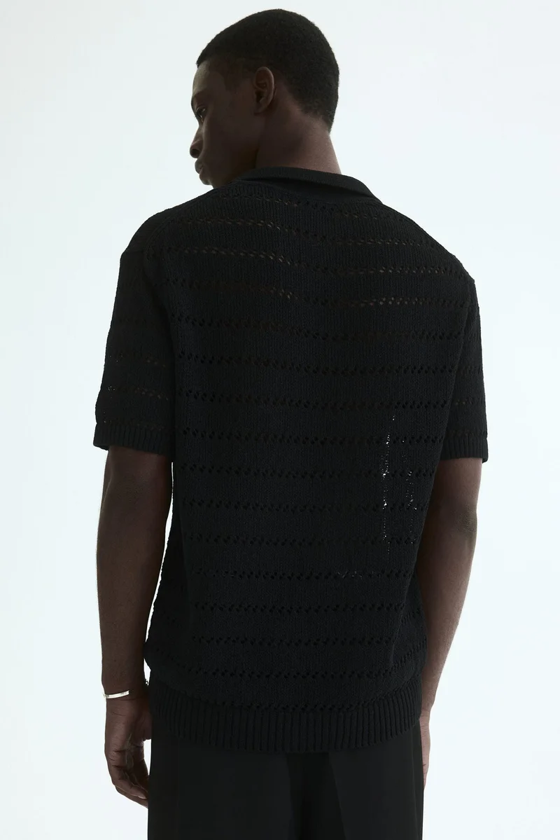 H&M  Relaxed Fit Hole-knit polo shirt for Men | Best Price UAE