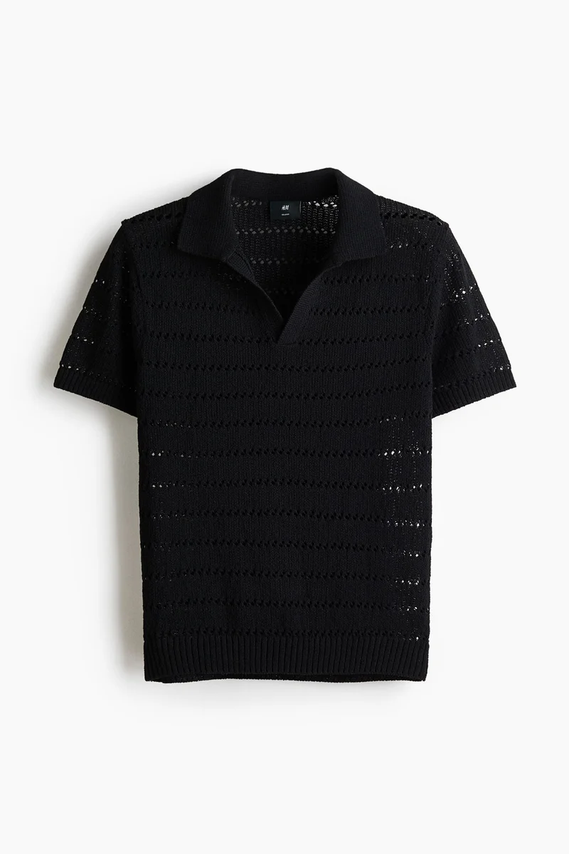 H&M  Relaxed Fit Hole-knit polo shirt for Men | Best Price UAE
