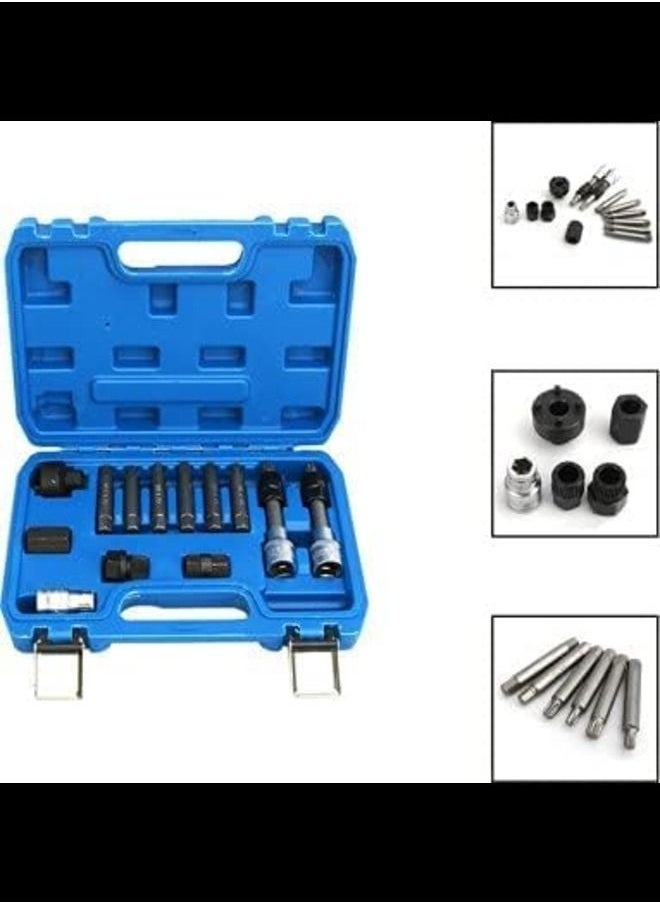 ABBASALI - 13Pcs Alternator Freewheel Pulley Removal Socket Bit Set Garage Tool, Alternator Clutch Pulley Removal Tool - Image 1