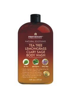 First Botany First Botany, ALL Natural Body Wash, Fights Body Odor, Athlete's Foot, Jock Itch, Dandruff, Acne, Eczema, Shower Gel for Women & Men, Skin Cleanser -16 fl oz (Tea Tree, Lemon Grass, Clary Sage) 