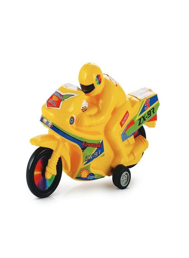 Toy Vibes Plastic Kawasaki Bike Motorcycle Vehicle Toy for Kids and Toddlers, Stylish and Attractive Plastic Bike Toy for Kids (Yellow) (Pack of 3) - Image 2