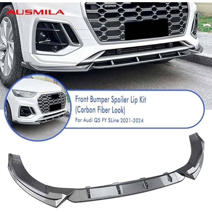 AUSMILA Car Front Bumper Spoiler Lip Body Kit For Audi Q5 FY S Line 2021-2024 - Image 4