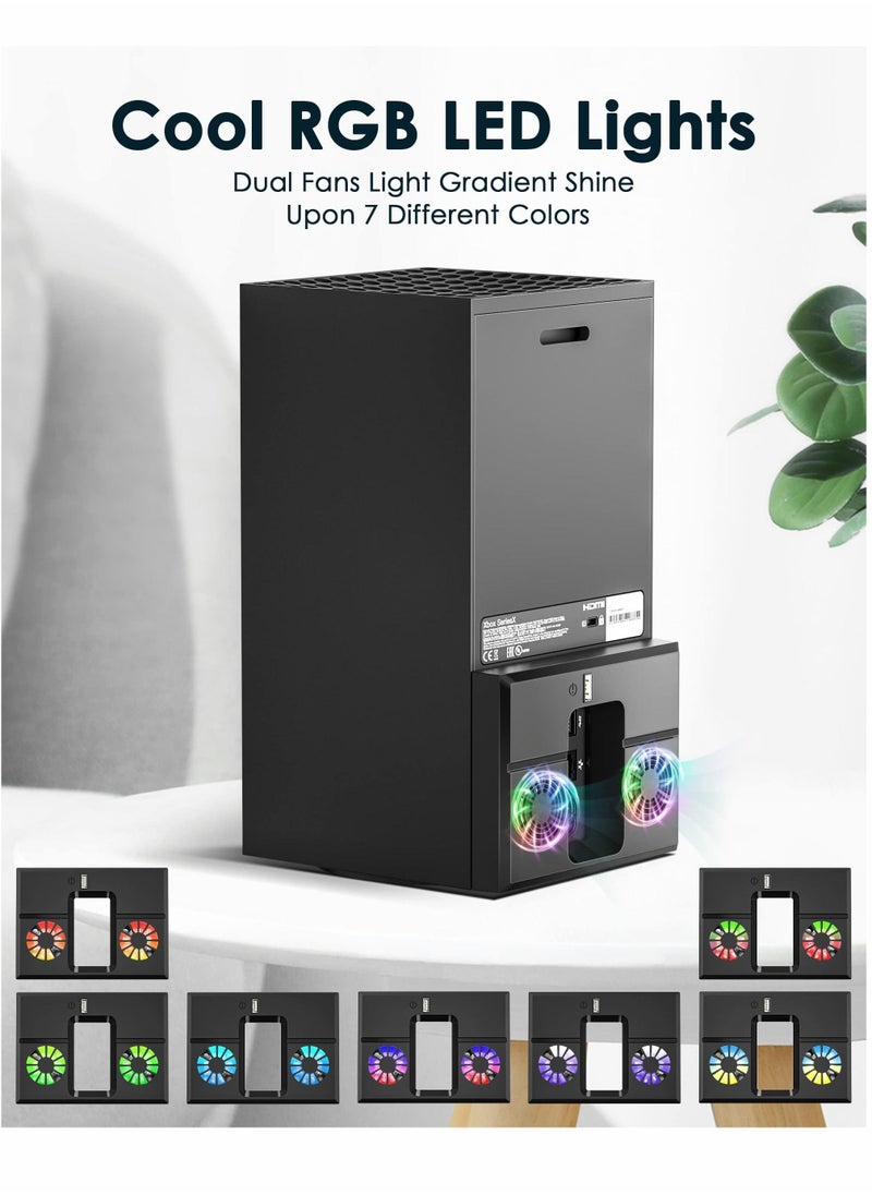 Excefore - Vertical Cooling Fan for Xbox Series X, USB Powered Cooling Stand with RGB LED Light - Image 1