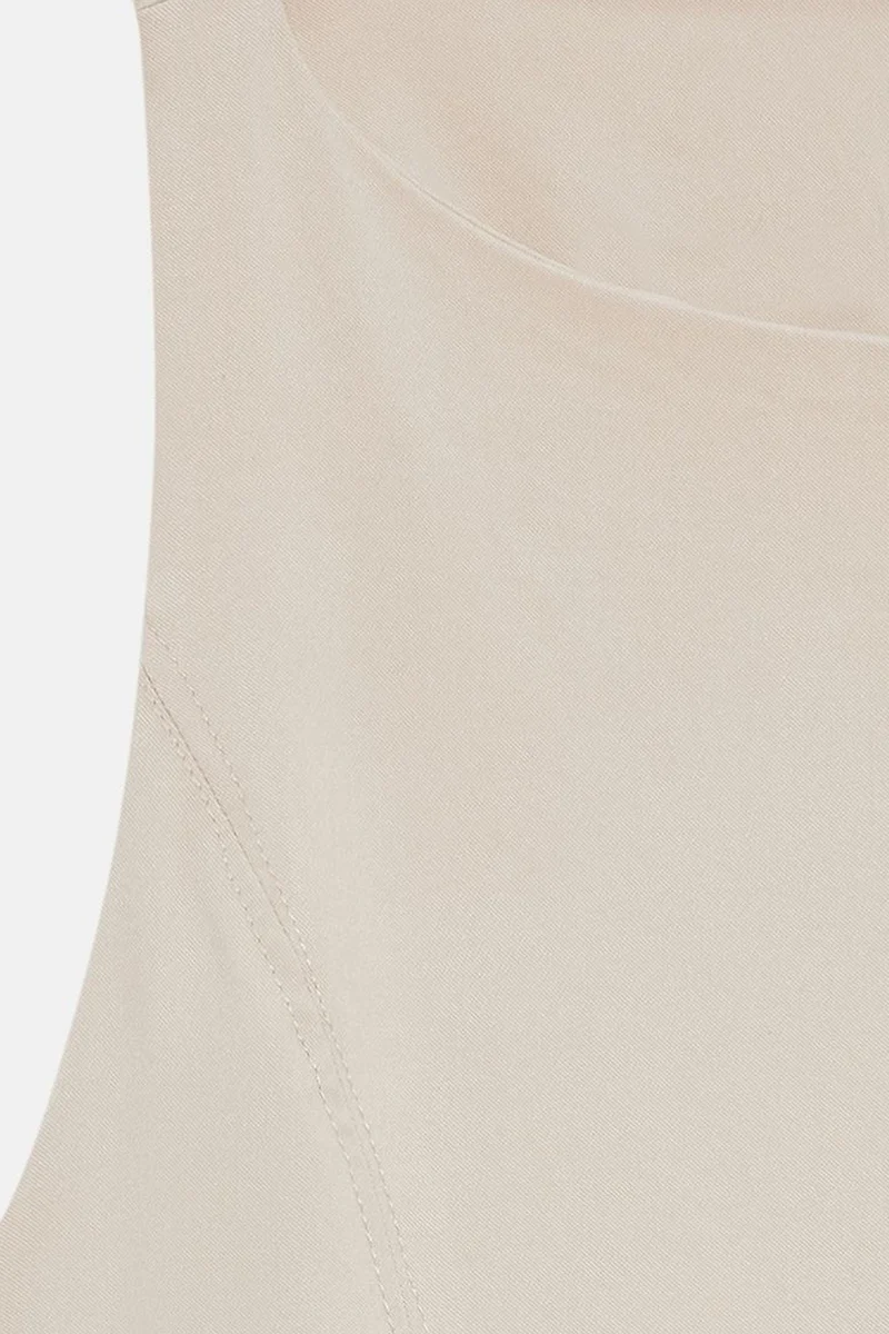Dilvin Beige Natural DILVIN Sleeveless Midi Bodycon Dress With Slit for Women | Best Price UAE