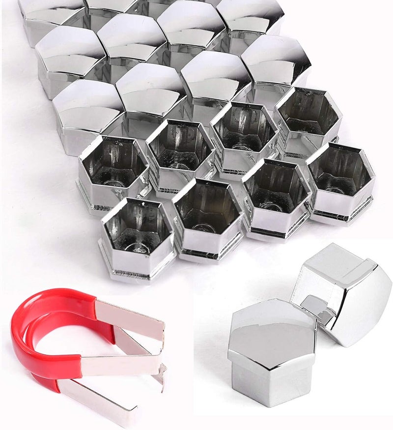 Shibeiparts Space-parts 17MM Chrome Wheel Lug Nut Bolt Cover Caps with Removal Tools for VW, Audi, BMW, Mercedes - Image 2