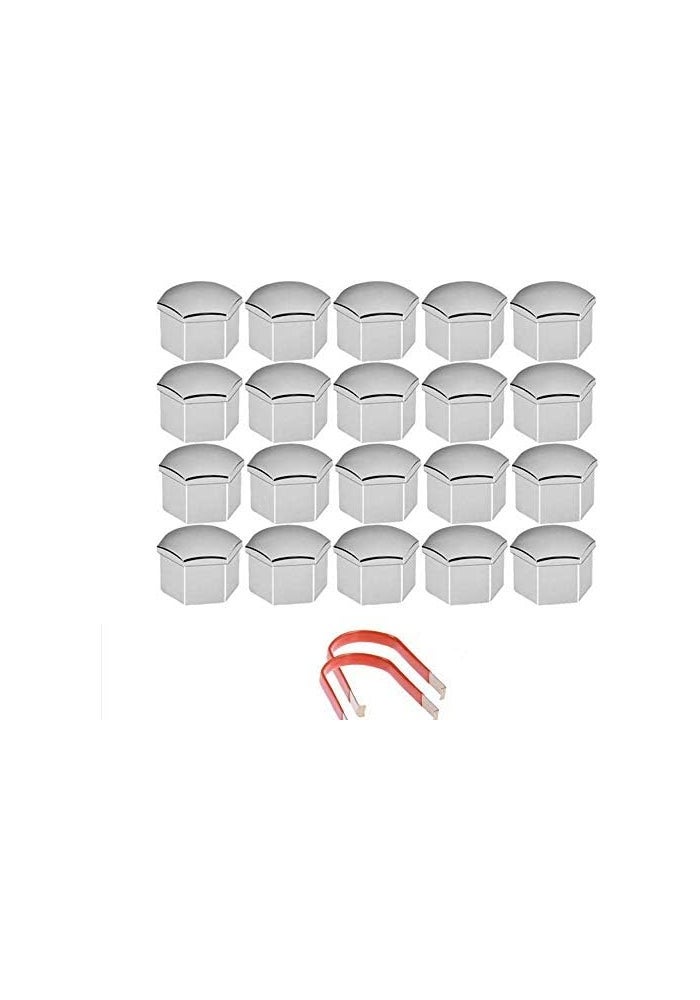 Shibeiparts Space-parts 17MM Chrome Wheel Lug Nut Bolt Cover Caps with Removal Tools for VW, Audi, BMW, Mercedes - Image 1