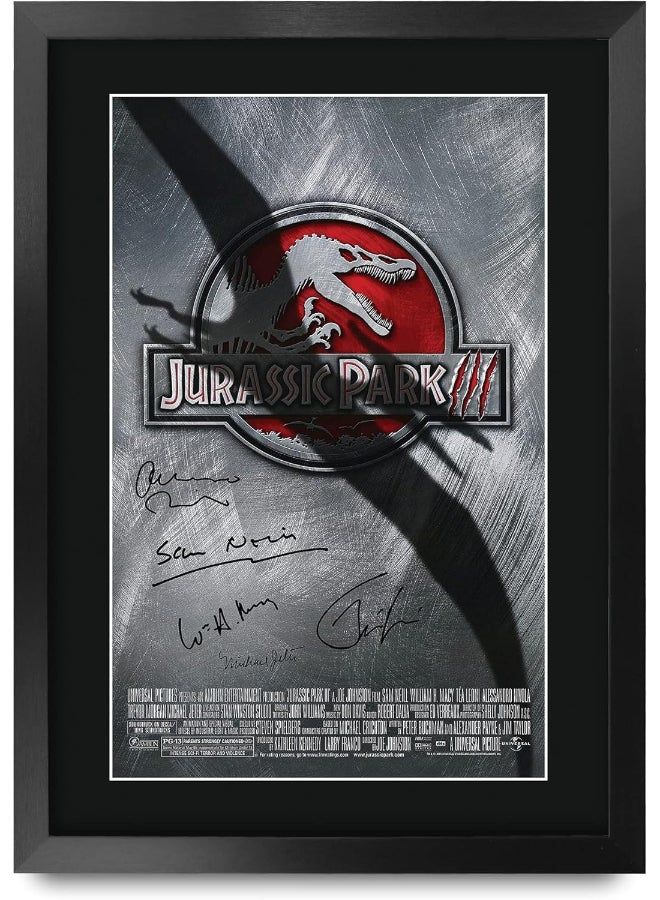 إتش دبليو سي تريدينغ ملصق مطبوع عليه صورة موقعة وموقعة لفيلم Jurassic Park 3 من HWC Trading، مقاس 16 × 12 بوصة، لهدايا تذكارية لمحبي الأفلام - مقاس 16 × 12 بوصة، مؤطر - Image 1