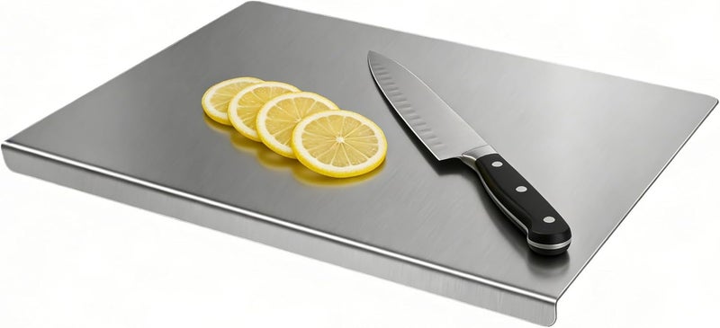 WILLKOMMEN Stainless Steel Cutting Board for Kitchen, Large Metal Cutting Board with Counter Lip Dishwasher Safe Chopping Board for Meat, Fish, Vegetables, Fruits, Bread, Pastry (40 x 30cm/ 16 x 12 in) - Image 1