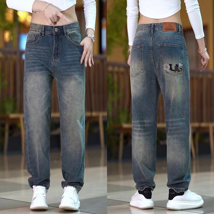 Unisex Classic Denim Jeans Loose Fit Daily Outdoor Wear - Image 1