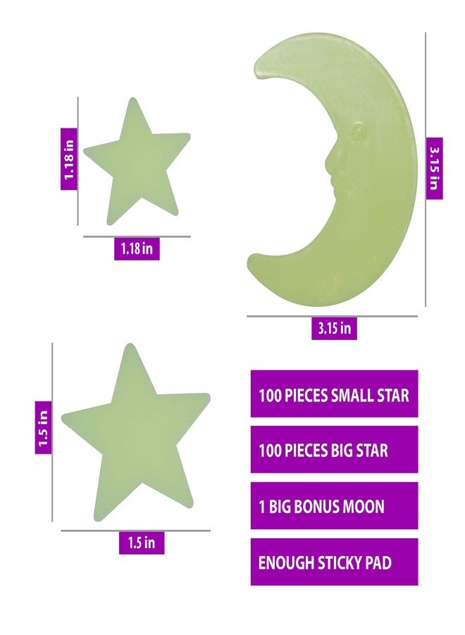 IFAMIO 201 Pcs Ultra Glow in The Dark Stars with Bonus Large Moon Stickers Set Luminous Different Sizes Fluorescent Stars Ceiling Decor for Kids Bedroom Birthday Party - Image 4